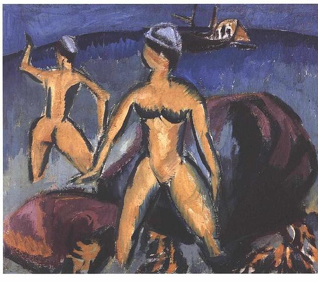 Ernst Ludwig Kirchner Two women at the sea oil painting image